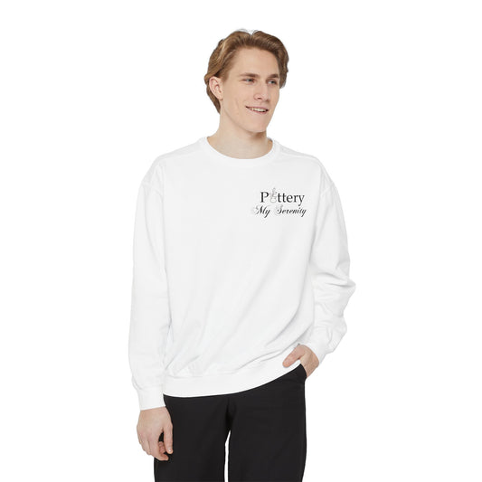 “Pottery My Serenity” Black Pocket Text Sweatshirt