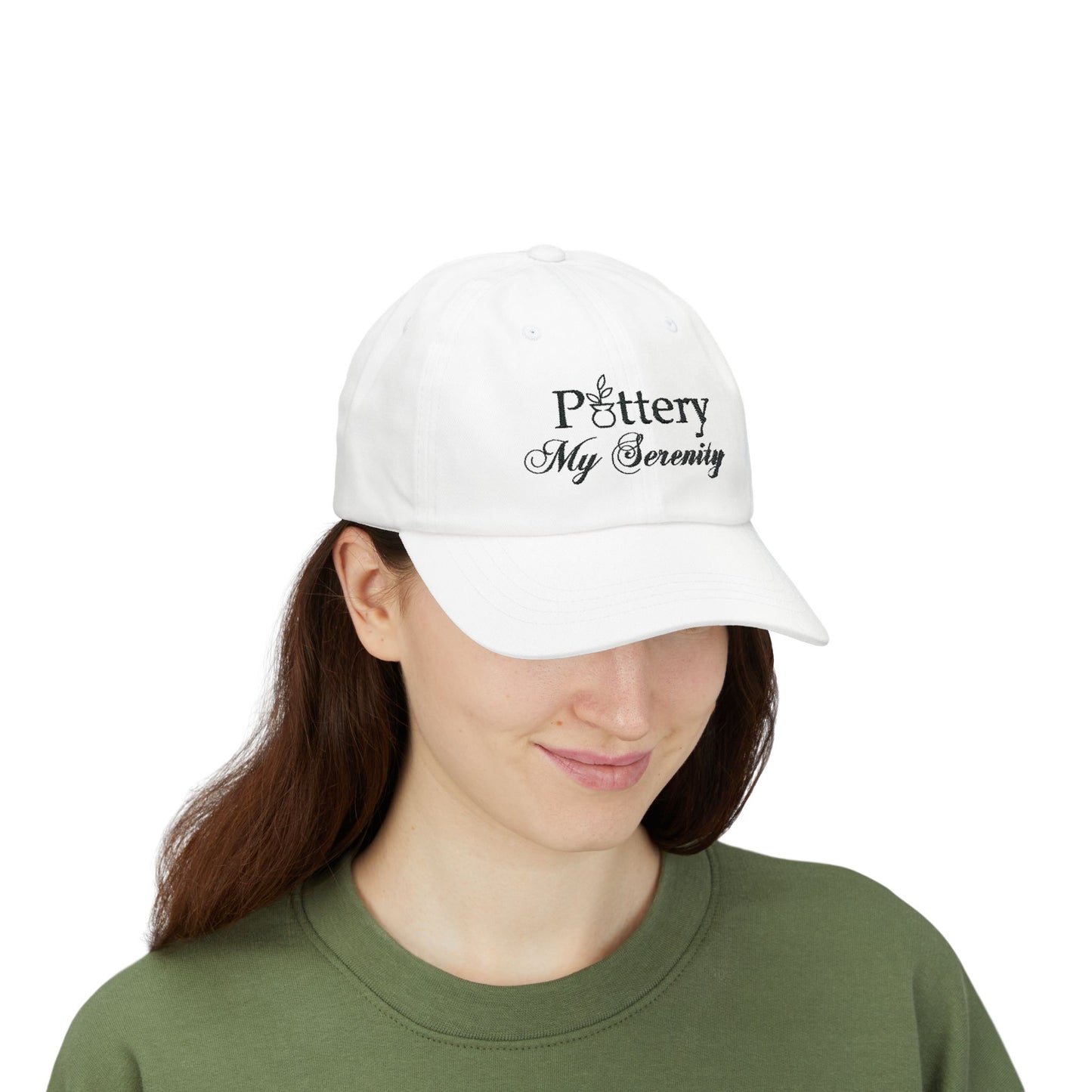 Embroidered "Pottery My Serenity" White Baseball Cap