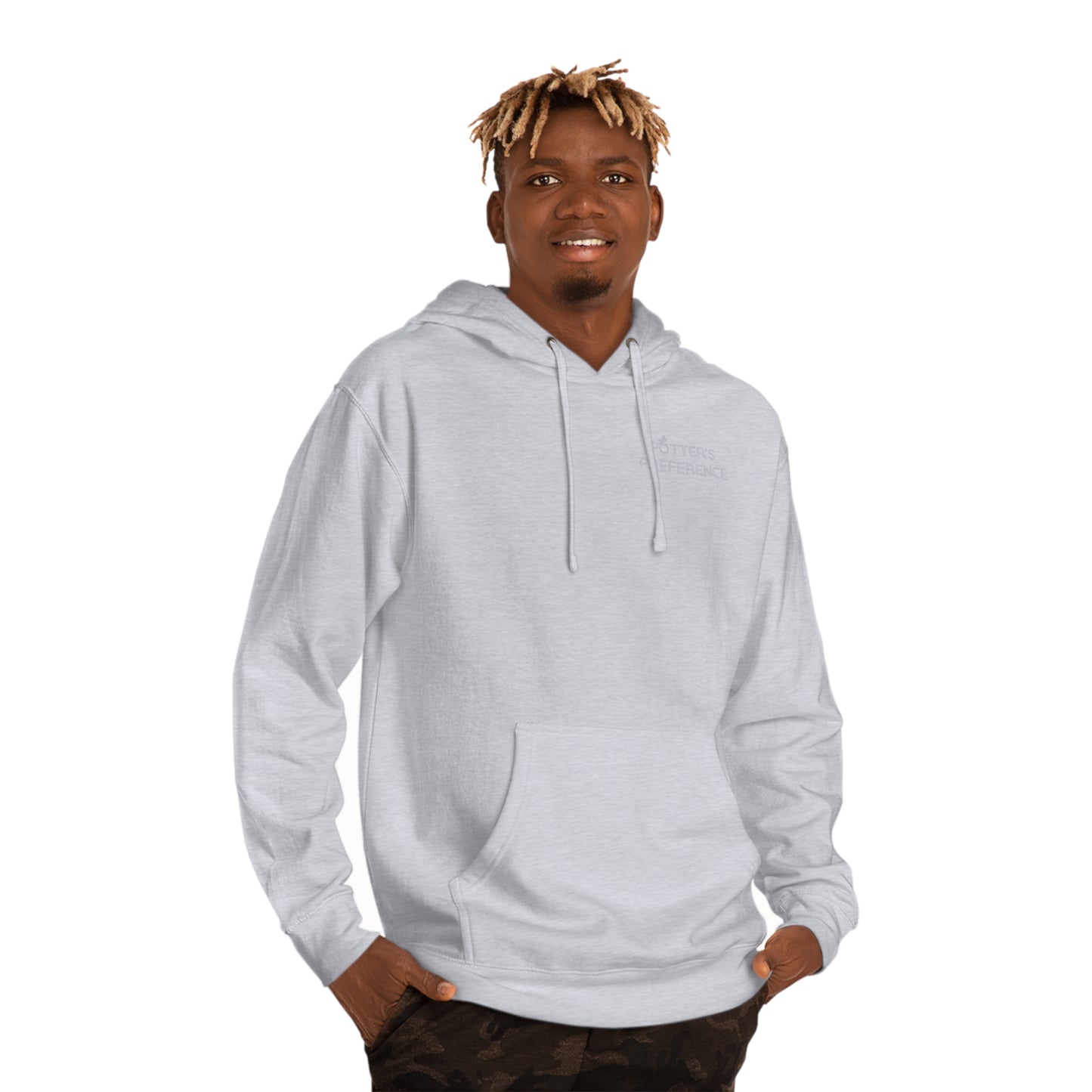 "Potter's Preference" White Pocket Text Hooded Sweatshirt