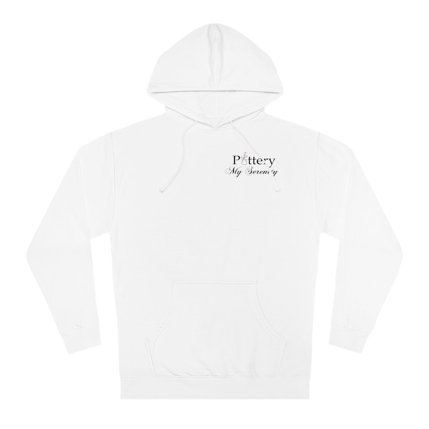 “Pottery My Serenity” Black Pocket Text Hooded Sweatshirt