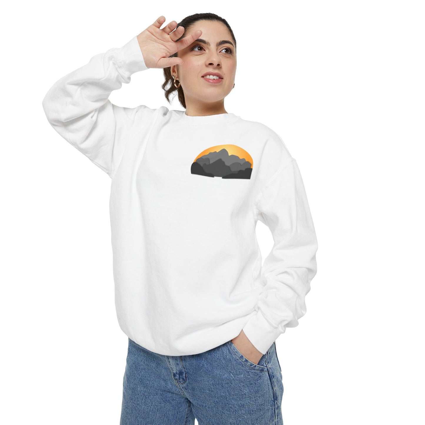 Sunset Mountain Pocket Design Sweatshirt