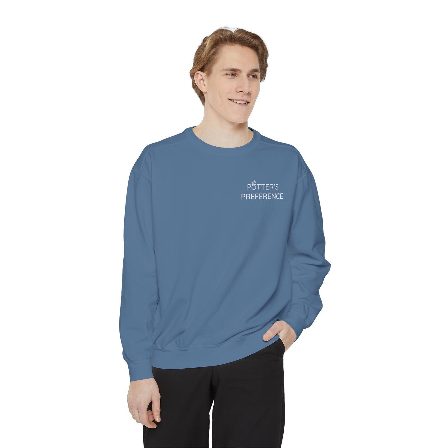 "Potter's Preference" White Pocket Text Sweatshirt