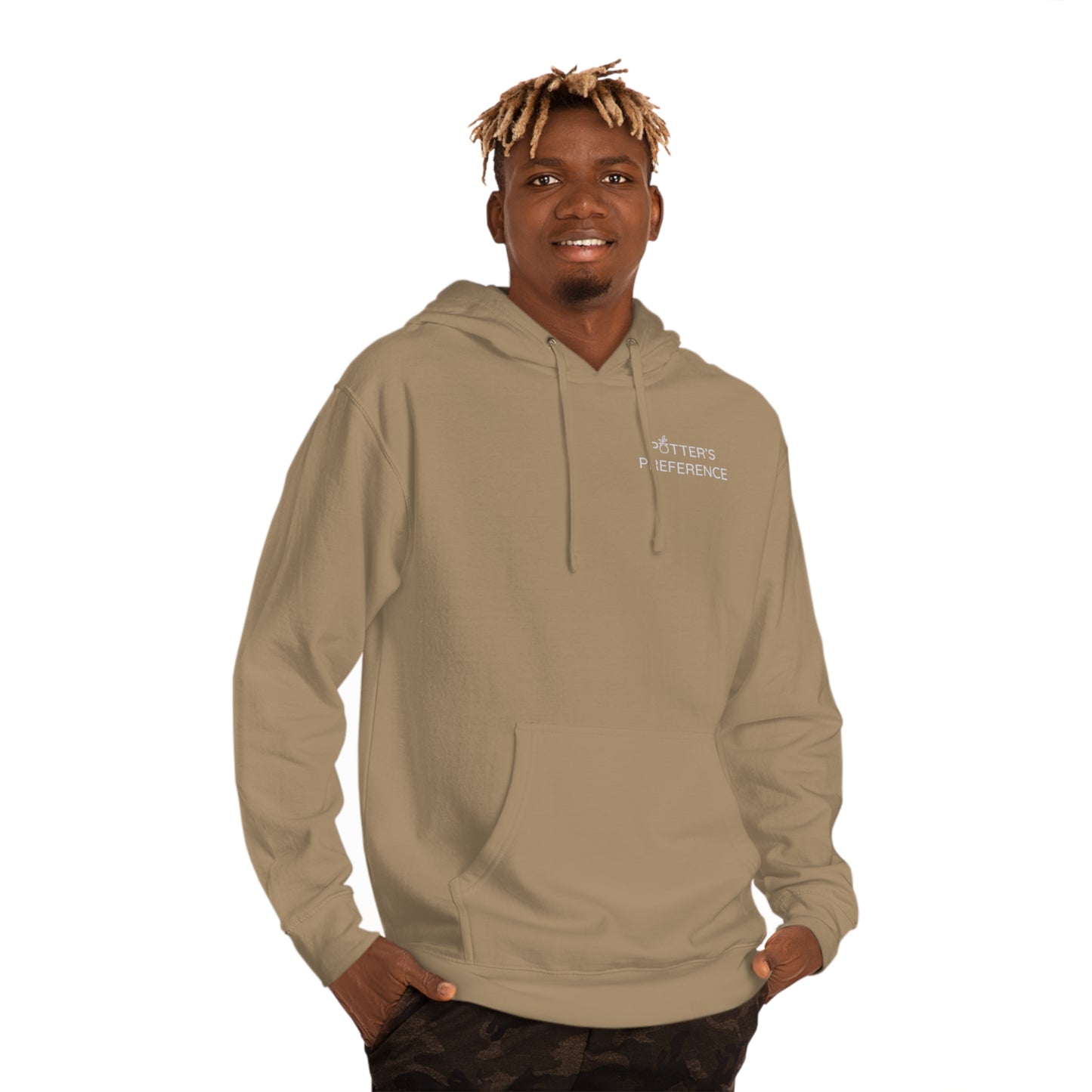 "Potter's Preference" White Pocket Text Hooded Sweatshirt