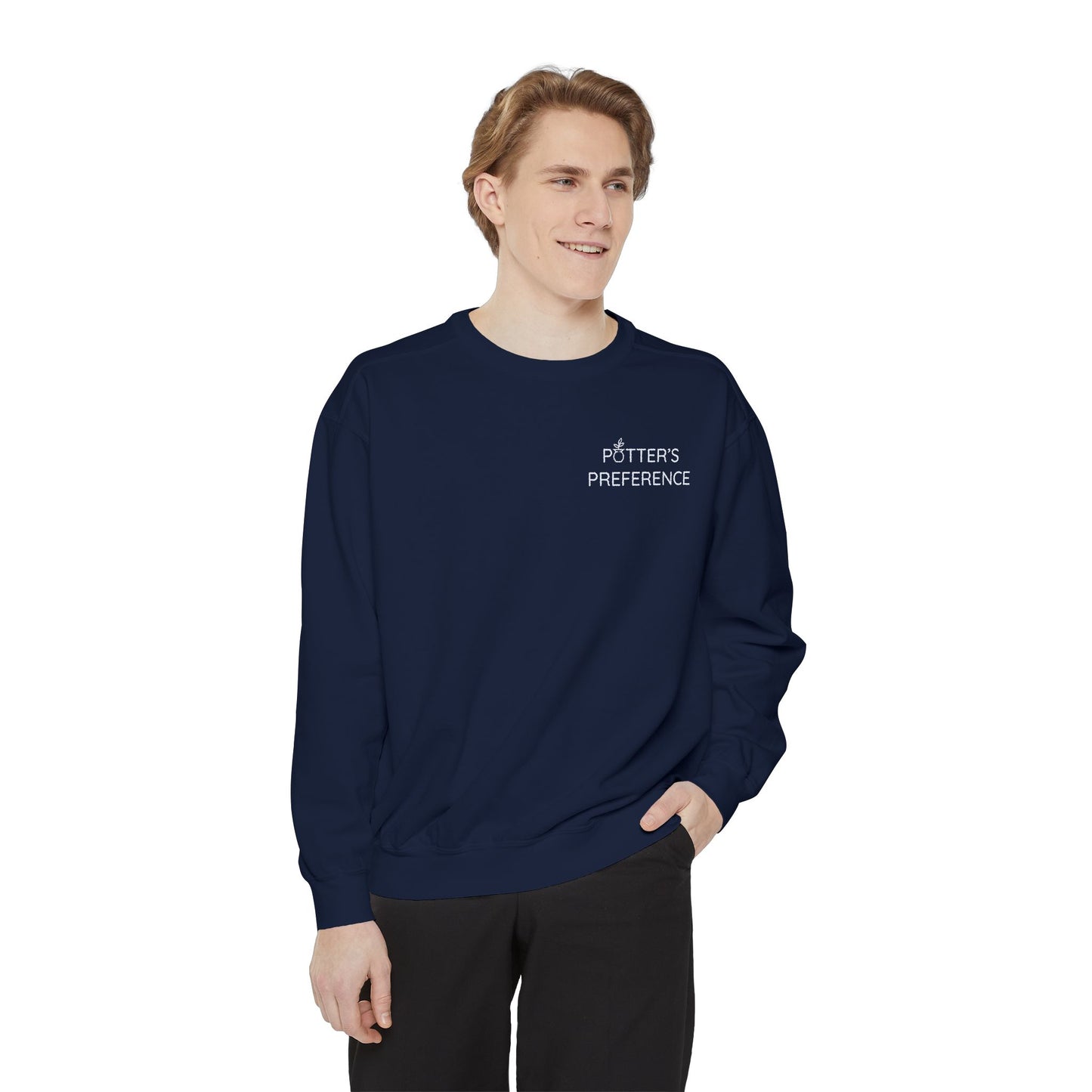 "Potter's Preference" White Pocket Text Sweatshirt