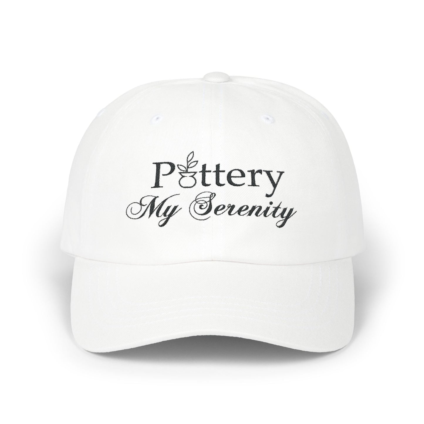 Embroidered "Pottery My Serenity" White Baseball Cap