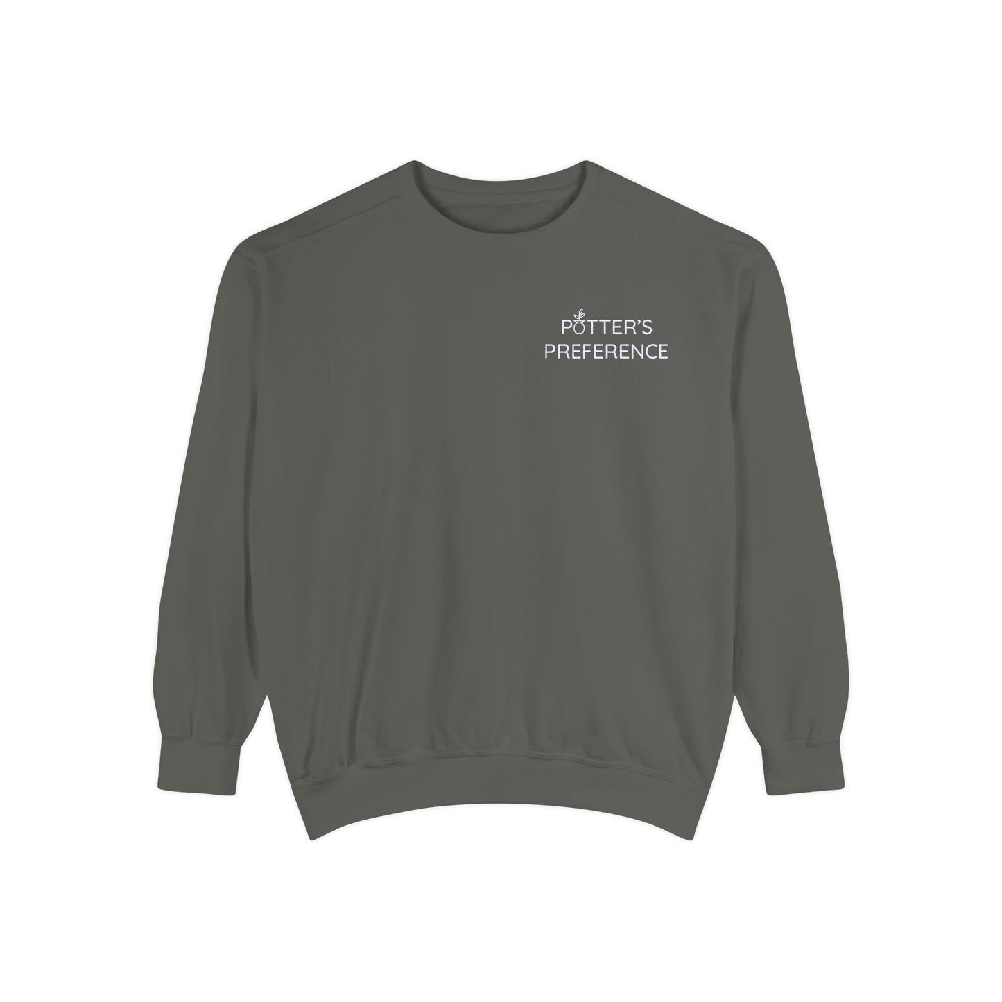 "Potter's Preference" White Pocket Text Sweatshirt